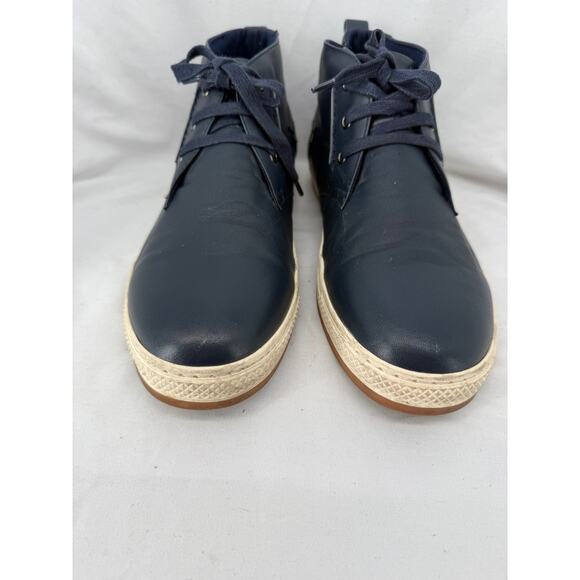 English Laundry Men\'s Blue Black Leather Chukka Boots Size 10 Lace Up Casual